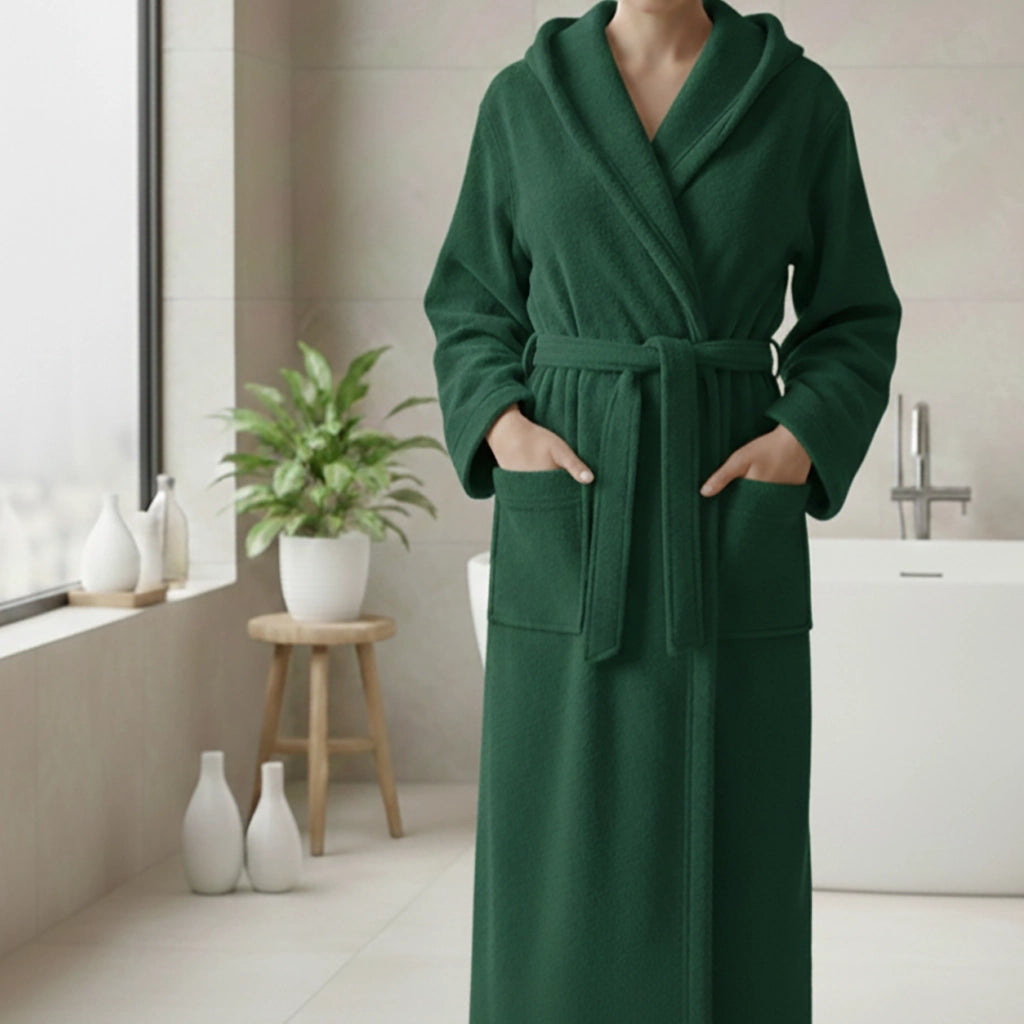 Satoka, Accappatoio 100% Cotone con Cappuccio, Verde