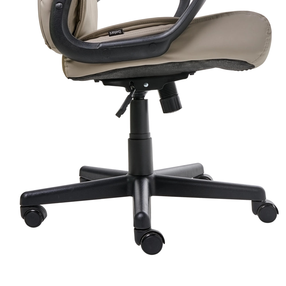 Sedia da ufficio retrò in similpelle beige altezza regolabile con braccioli elegante