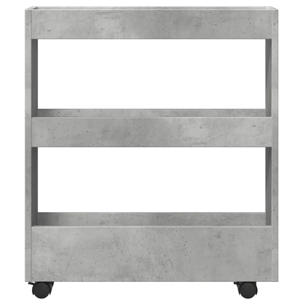 Carrello Stretto a 3 Livelli Grigio Cemento in Truciolato 855244
