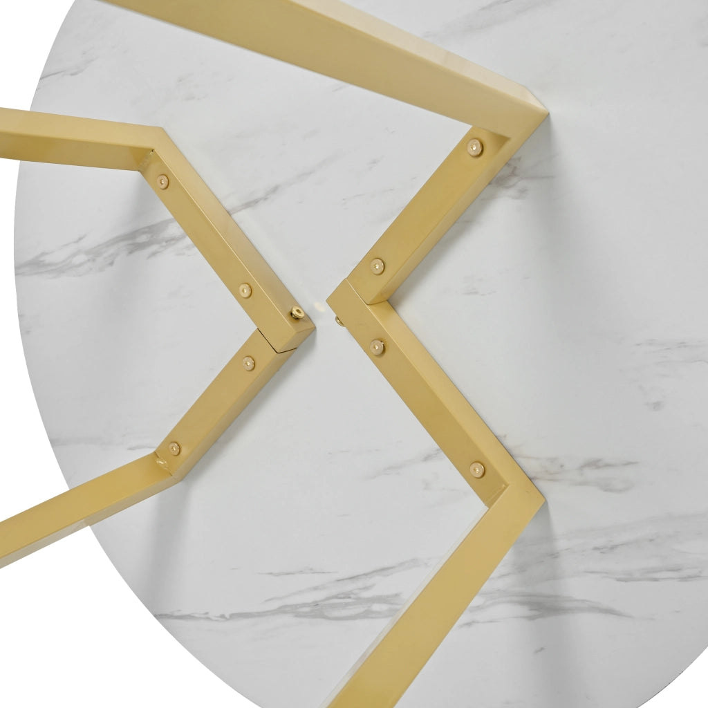 TAVOLO da pranzo rotondo 80 cm in MDF bianco con base in metallo