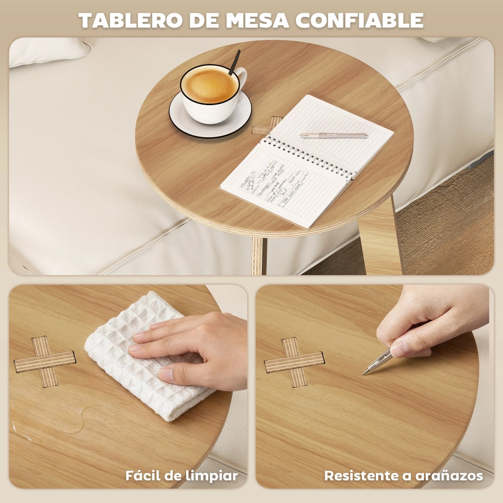 Tavolino da caff¨¨ rotondo in legno naturale ¨C zephmum ¨C 45x45x45