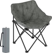 Cadeira da Camping da Pieghevole - Grigio - Sedia Leggera con Tasca Portatile - Comoda e Sostenibile - Per Camping, Giardino e Balcone - 65x73,5x44,5 cm