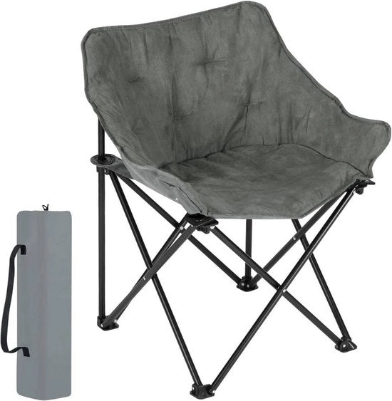 Cadeira da Camping da Pieghevole - Grigio - Sedia Leggera con Tasca Portatile - Comoda e Sostenibile - Per Camping, Giardino e Balcone - 65x73,5x44,5 cm