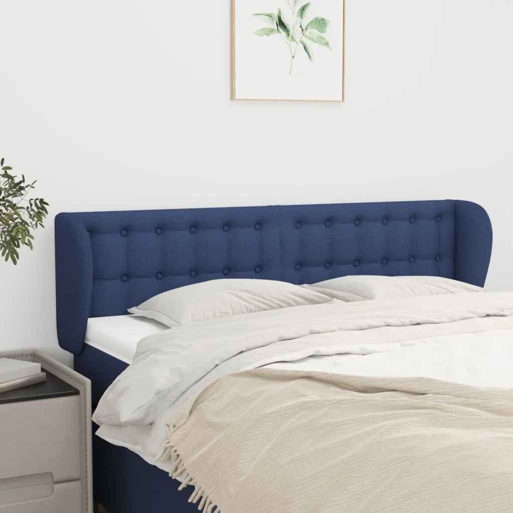 Testiera | Testata ad Orecchio Blu 147x23x78/88cm in Tessuto