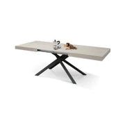 PAZZO DESIGN Tavolo Allungabile con Gambe Incrociate, Made in Italy, 160 x 90 x 74, Olmo Perla con Gamba Nera