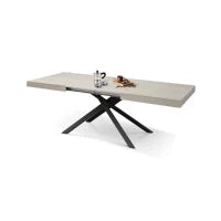 PAZZO DESIGN Tavolo Allungabile con Gambe Incrociate, Made in Italy, 160 x 90 x 74, Olmo Perla con Gamba Nera