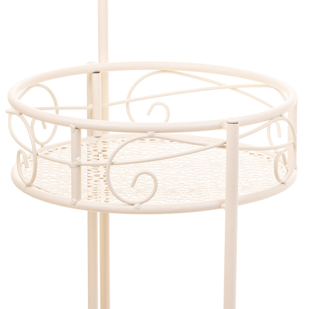 Supporto per 3 vasi in ferro battuto bianco 30x25x90