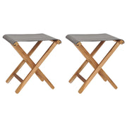 Sedie Pieghevoli 2 pz in Legno di Teak e Tessuto Grigio Scuro cod mxl 14430