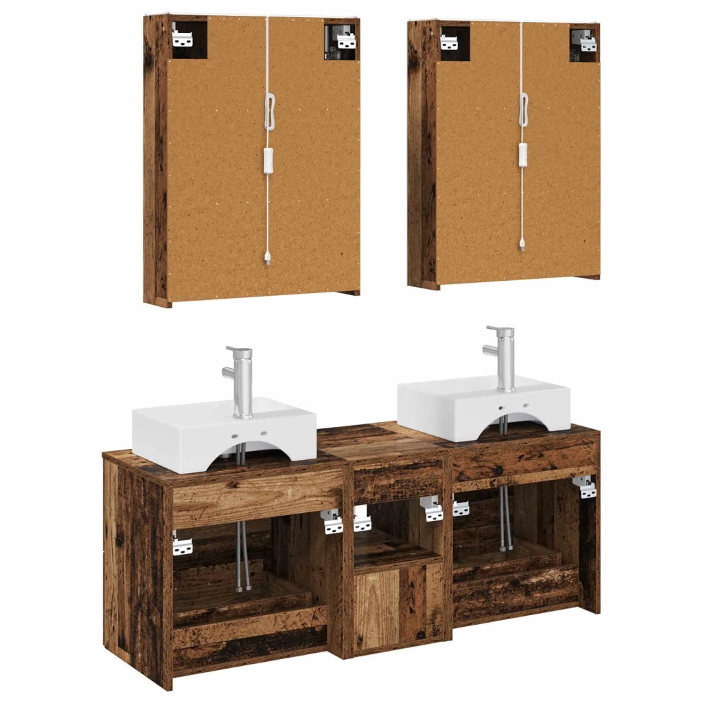 Set di mobili per il bagno 5 pcs Legno antico 3406813