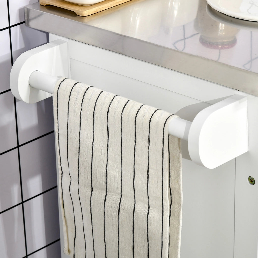 Mobile da Cucina con Cassetto e Ruote ¨C Zephmum ¨C Bianco 83.5x45.7x90.5 cm
