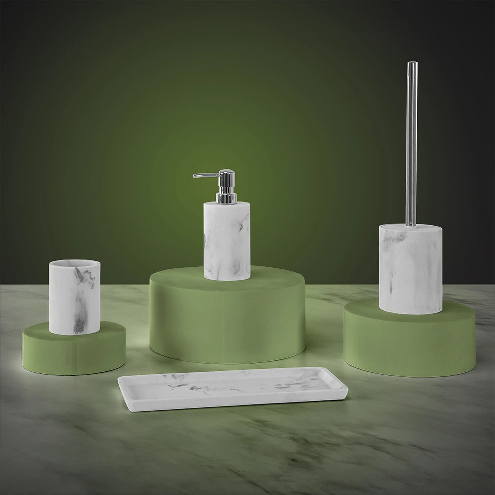 Dispenser sapone effetto marmo bianco in resina Ivy