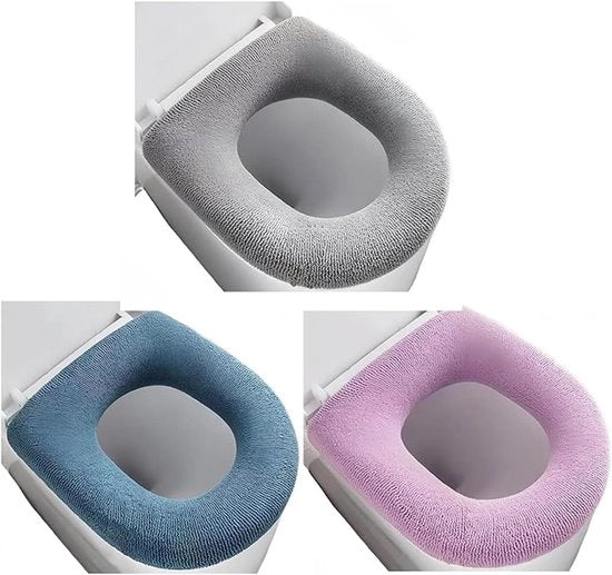 Sedile Toiletto con Cuscino - Compresso e Rimovibile - Ovale - Grigio Acquatico Rosa