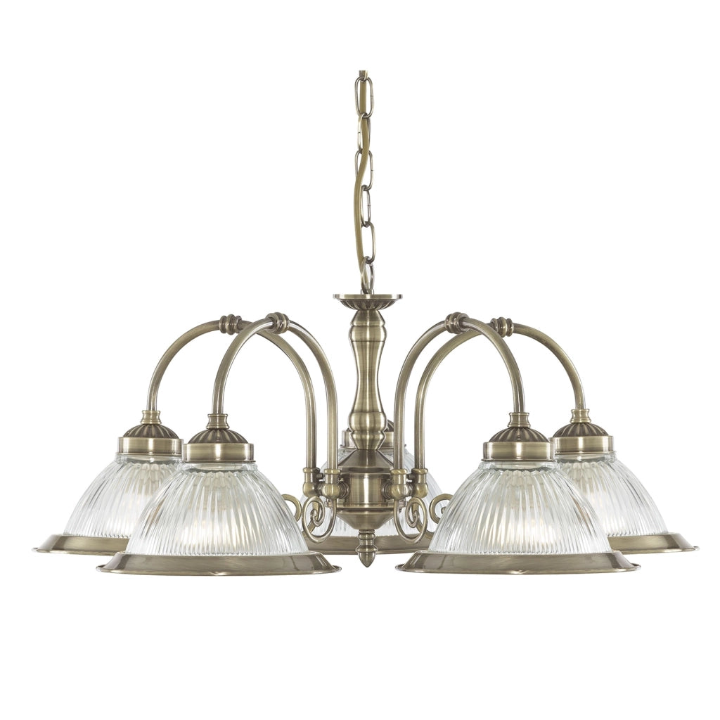 Lampadario Contemporaneo American Dinner Acciaio Adjustable Vetro 5 Luci E27