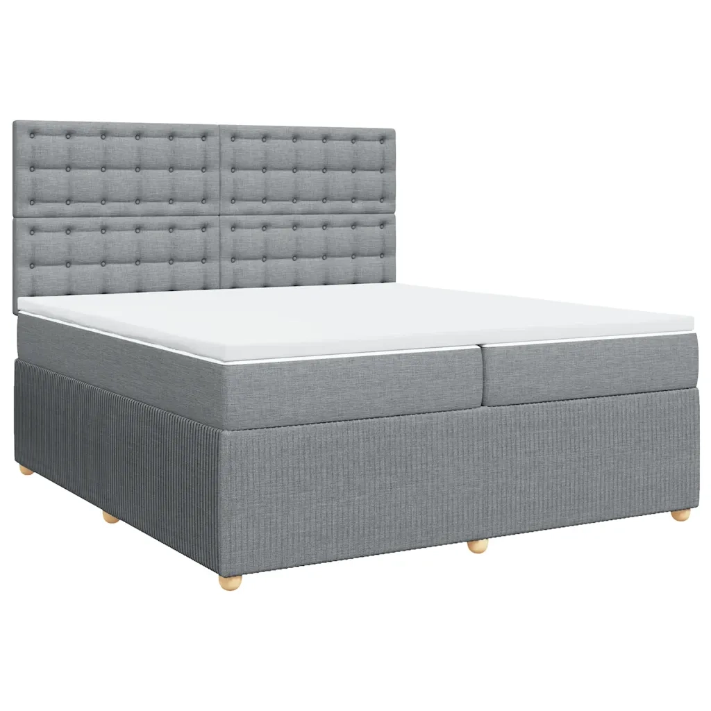 Giroletto a Molle con Materasso Grigio Chiaro 200x200cm Tessuto