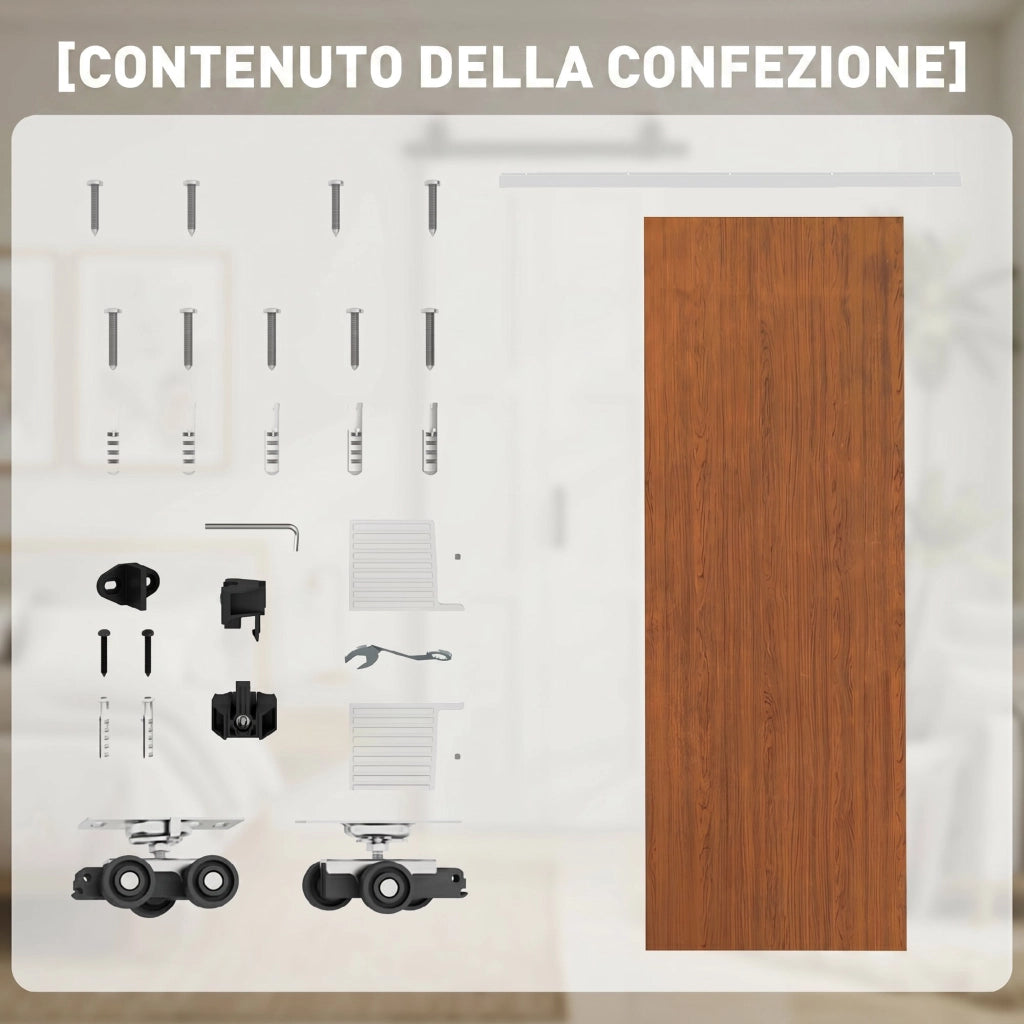 Porta Scorrevole per Armadio ¨C zephmum ¨C Effetto Legno Marrone 75x210cm