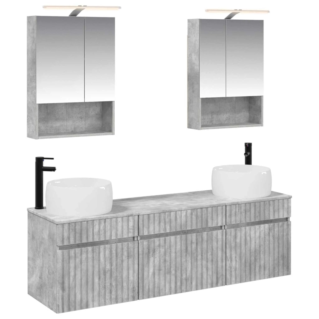 Set di Armadi da Bagno 5 pcs Grigio Cemento 50 x 14,5 x 70 cm 3406642