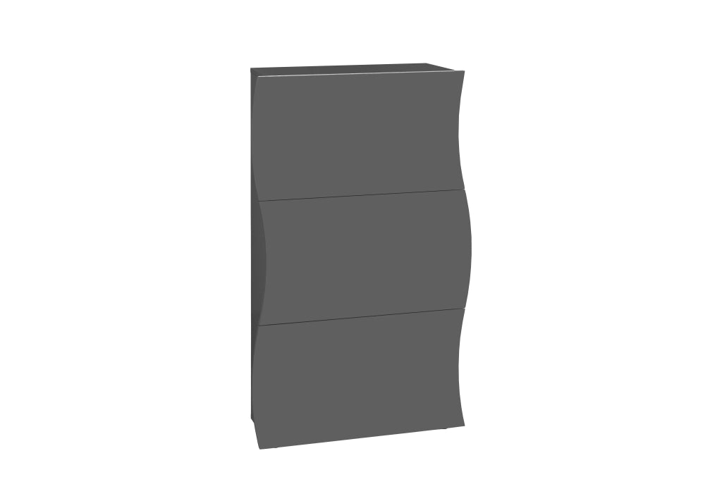 Scarpiera 3 Ante a Ribalta Onda 71x26,6x121,4 cm Finitura in Melamina Antracite Opaco