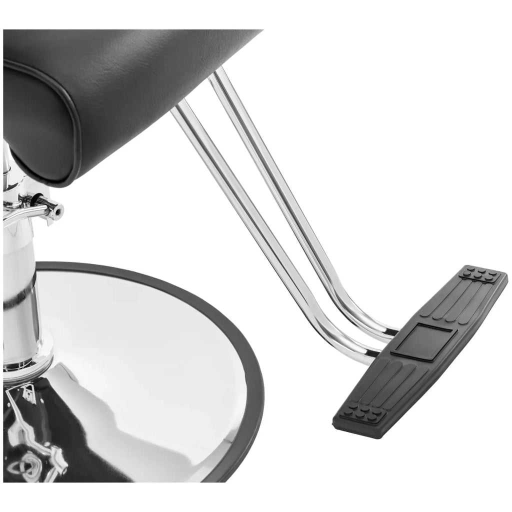 Poltrona professionale da parrucchiere con poggiapiedi 180 kg similpelle acciaio nero 14_0008933