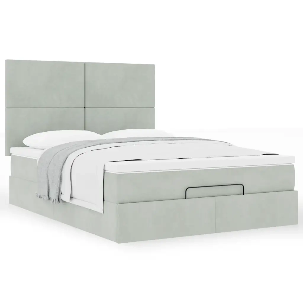 Struttura Letto Pouf con Materassi 140x190 cm Velluto 3313397