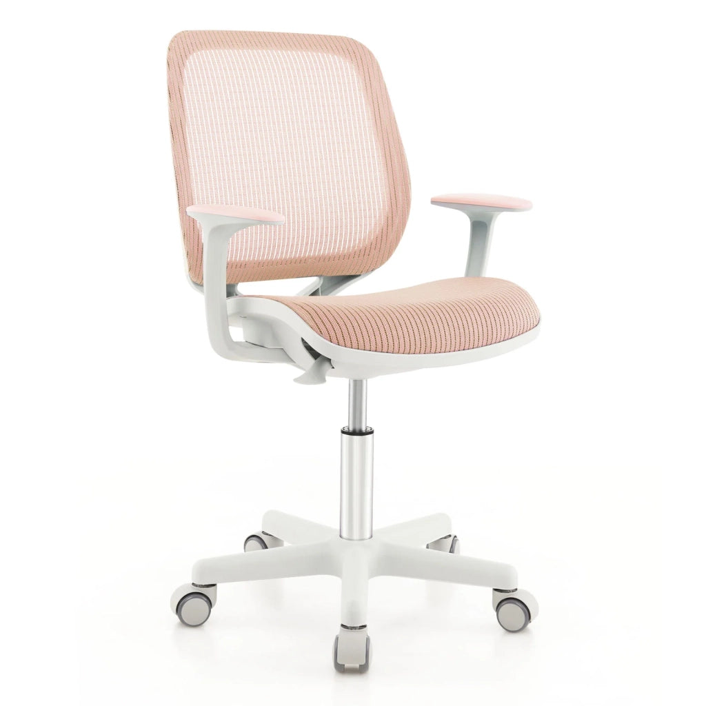Sedia da ufficio regolabile per bambini (80-92 cm) con schienale ergonomico e ruote girevoli colore rosa 20_0019241