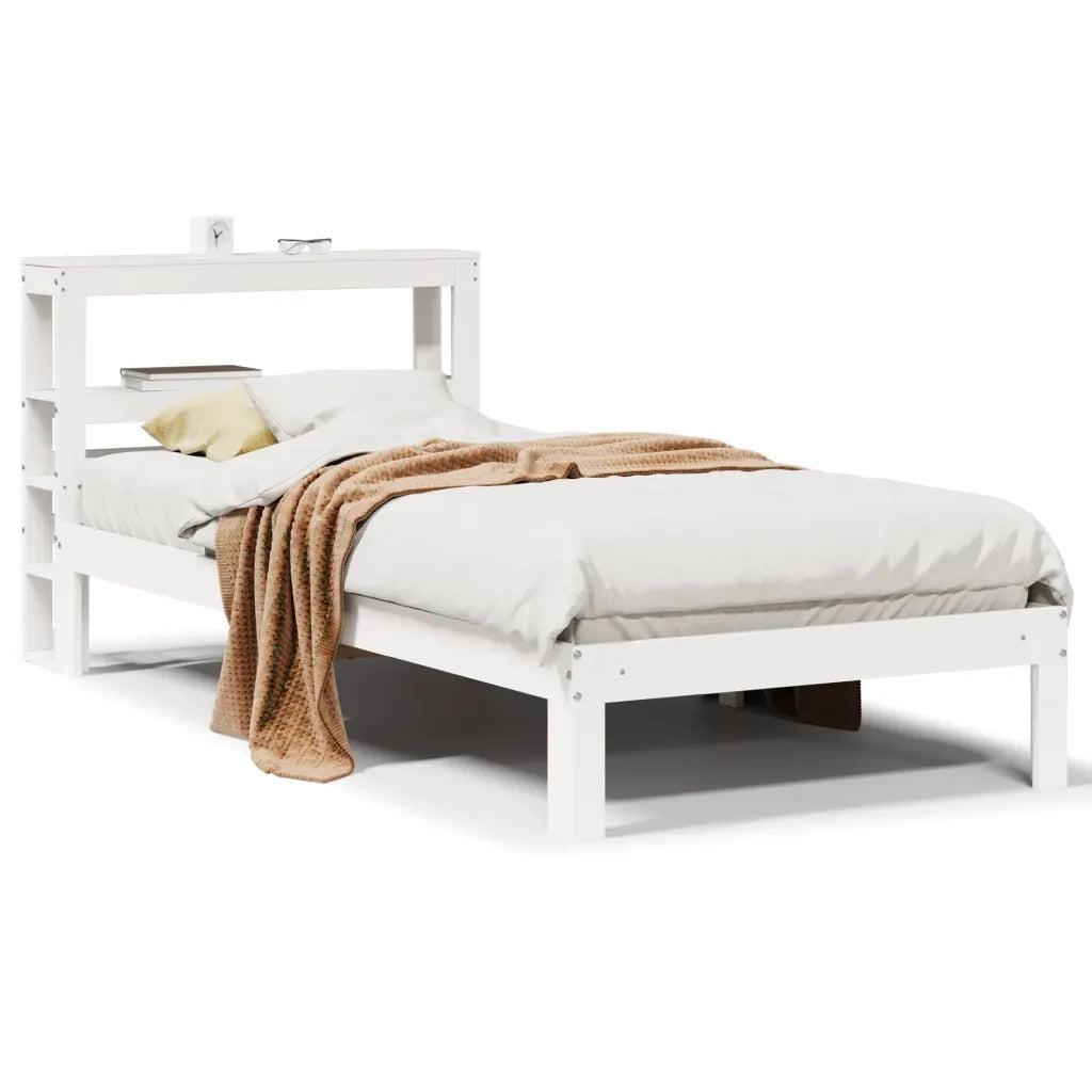 Giroletto con Testiera Bianco 75x190 cm Legno Massello di Pino 3306032