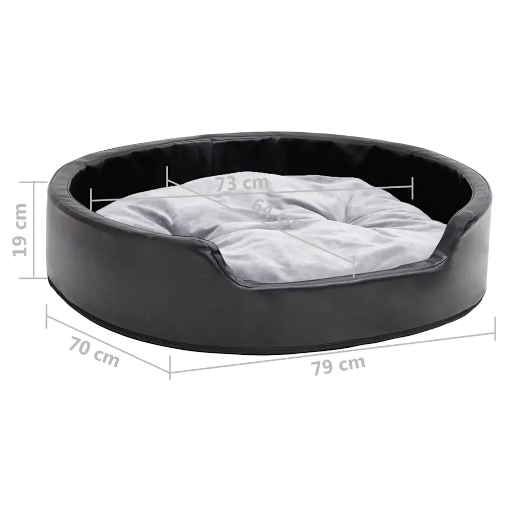 Lettino per Cani Nero e Grigio 79x70x19 cm Peluche e Similpelle CFW2935690