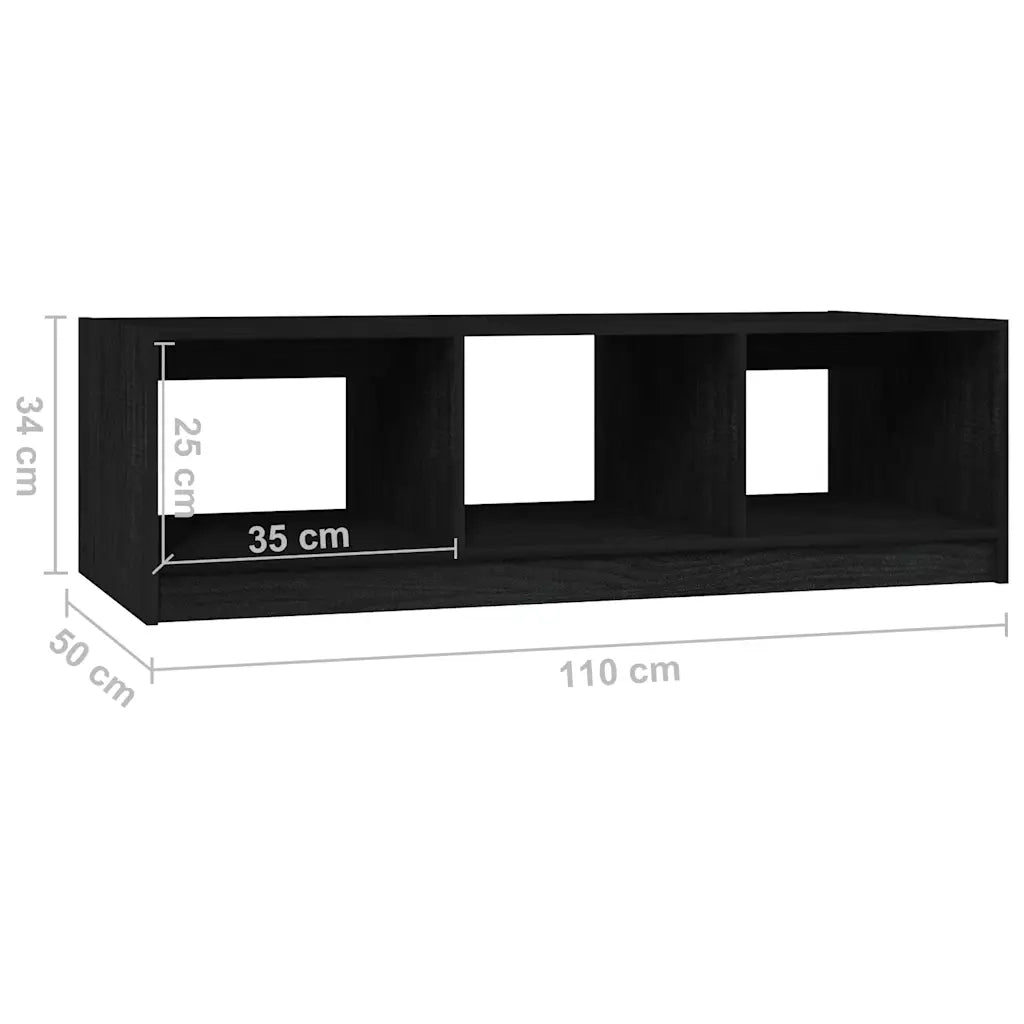 Tavolino da salotto | Tavolino da caff¨¨ | Tavolino da Soggiorno Nero 110x50x34 cm Legno Massello di Pino