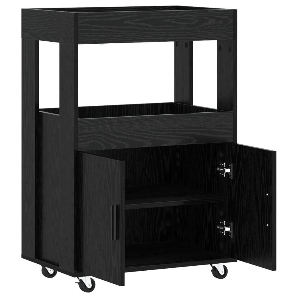 Carrello da Bar Rovere Nero 60 x 39.5 x 89 cm 8015686