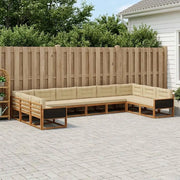 Set di divani da esterno con cuscino 10 pcs Naturale e Beige 3382916