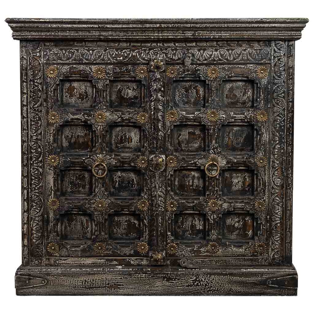 Credenza in legno intagliato nero 97x41x90h cm