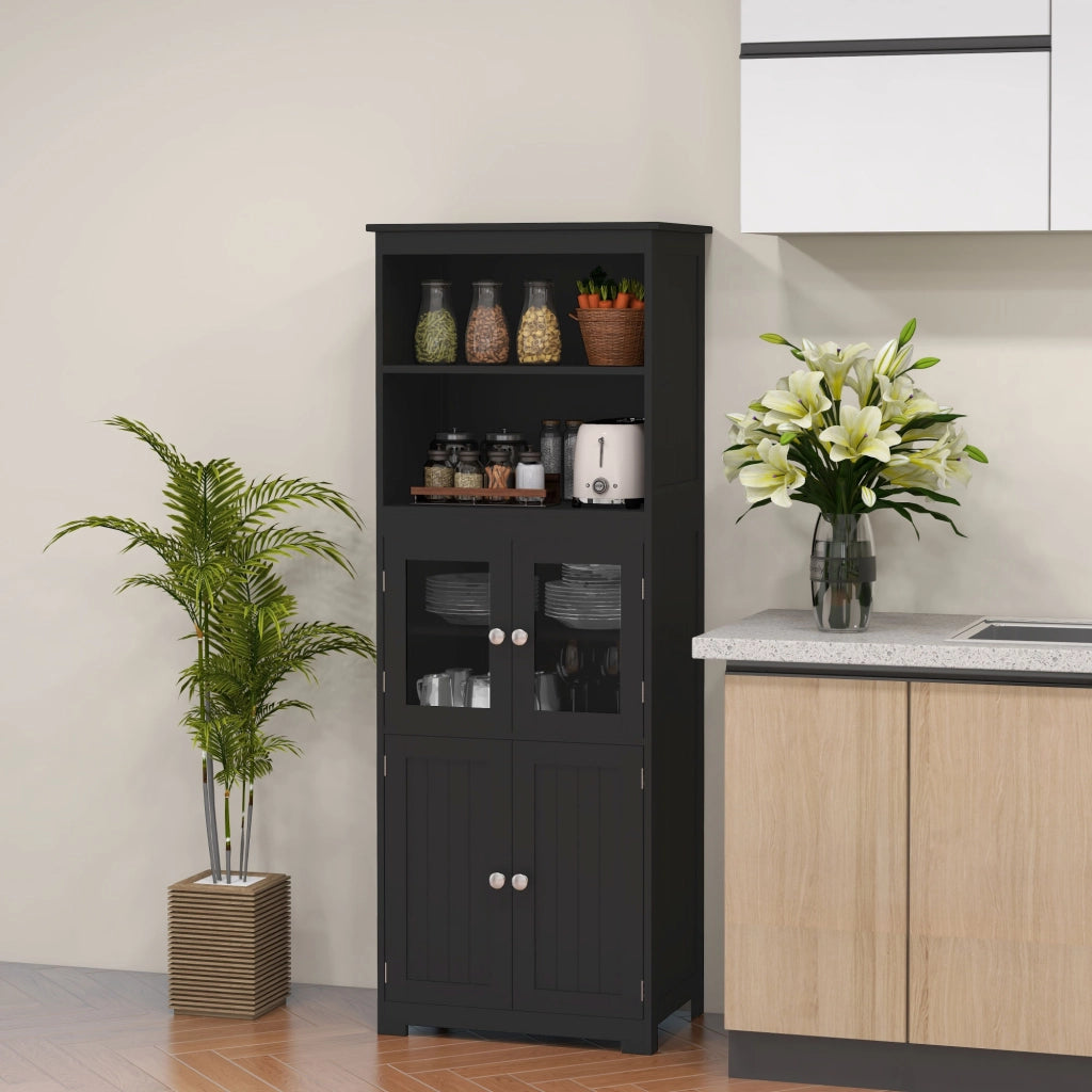 Armadio con 4 porte e ripiani ¨C zephmum ¨C nero 60x30x162 cm