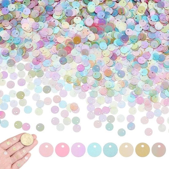 Set di Paillettoni 2400 Stuks - Paillettoni Ronde Platti - Paillettoni PVC Individui - Decorazione DIY - Artigianato - 6 mm di Diametro - Paillettoni Decorativi