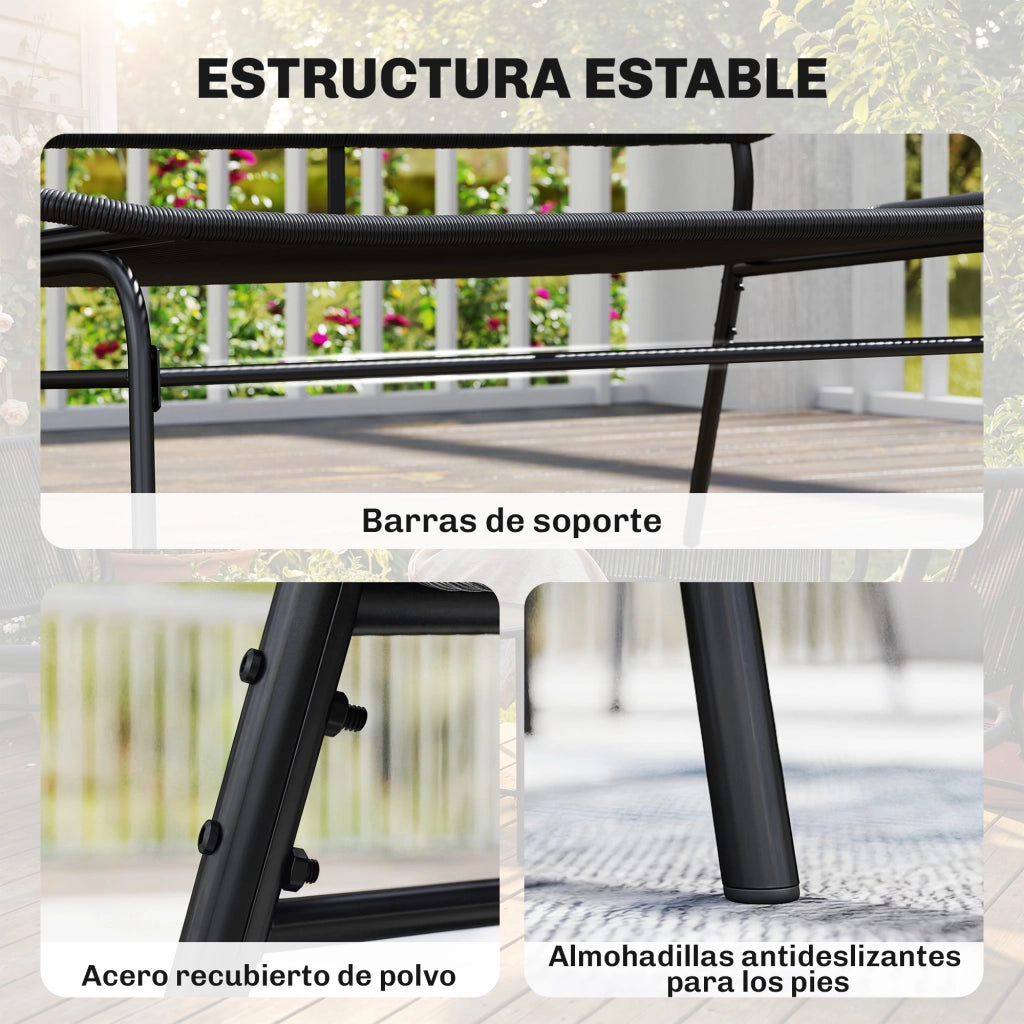 Divano da giardino 2 posti in rattan con struttura in acciaio ¨C zephmum ¨C nero