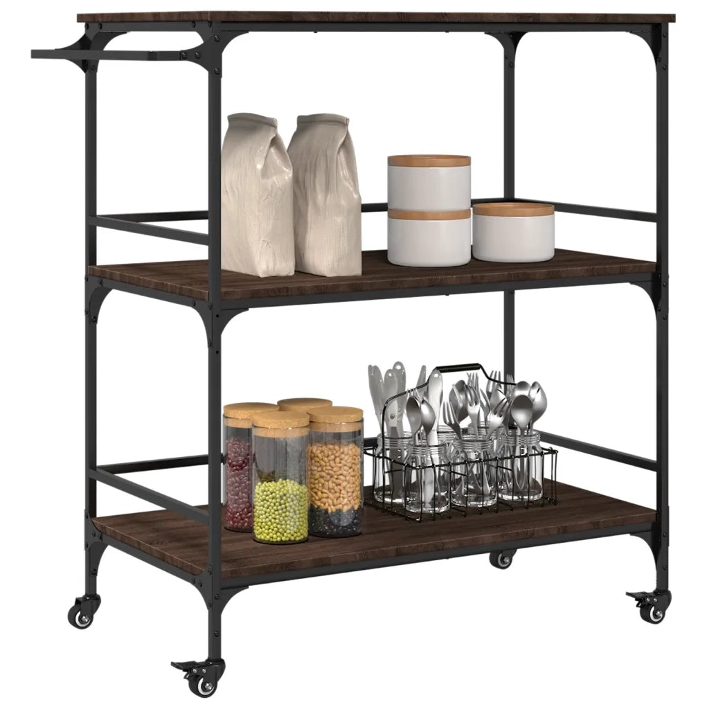 Carrello da Cucina-Scaffale per Cucina Rovere Marrone 100,5x50x105 cm