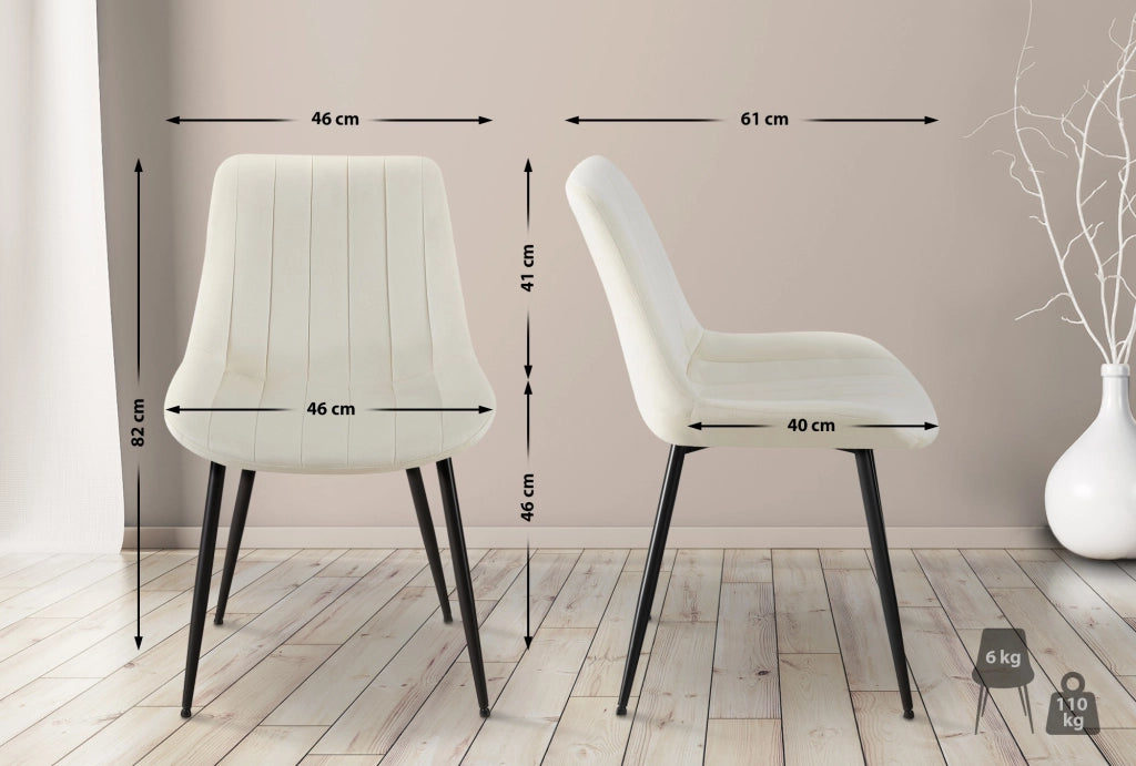 Sedia Rahden in velluto crema
