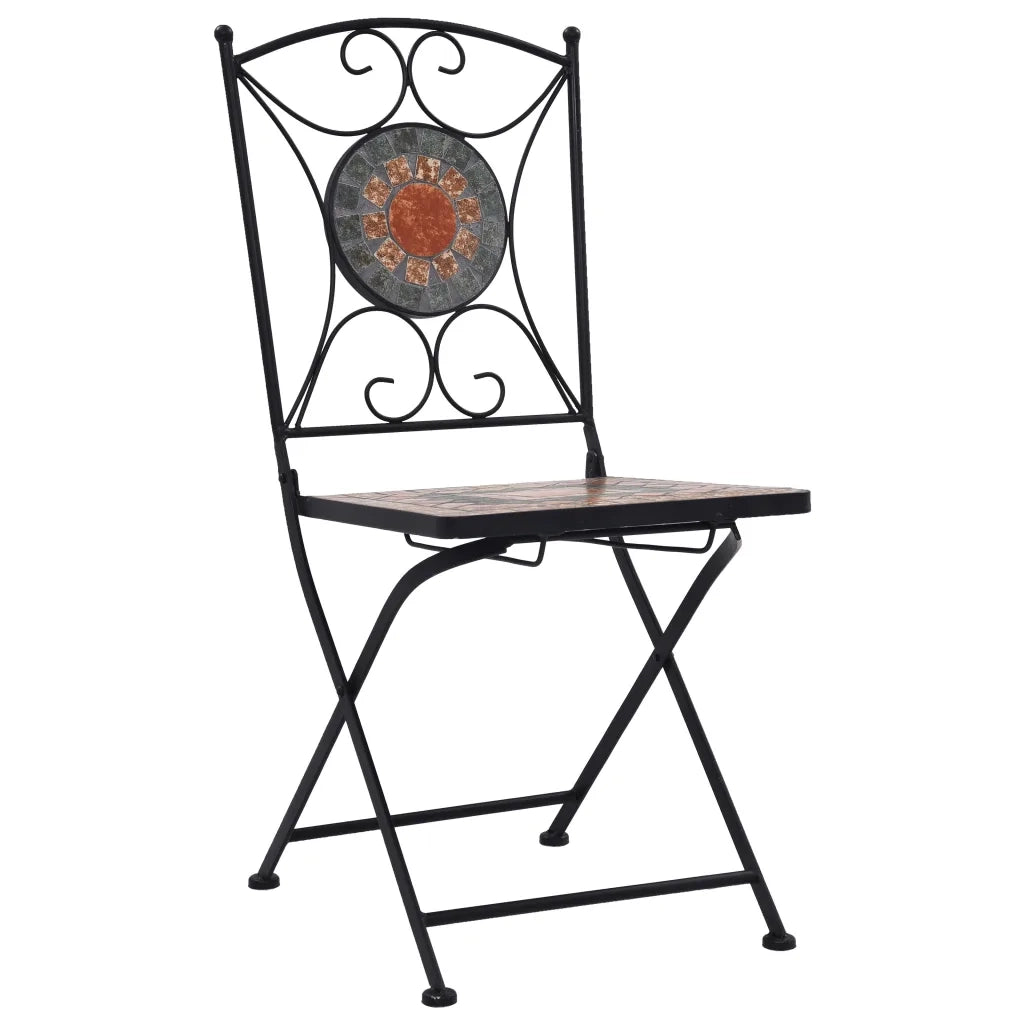 Set BistrÃ² 3 pz con Mosaico in Ceramica Arancione/Grigio  cod mxl 39367