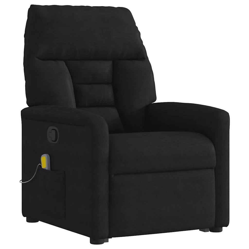 Poltrona Alzapersona Reclinante Massaggiante Nera Microfibra 3303097