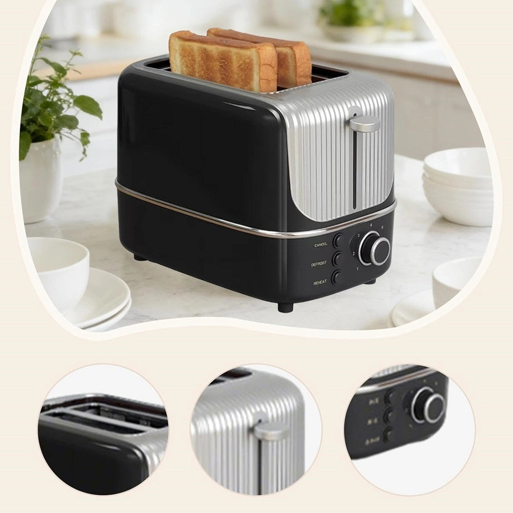 Trade Shop - Tostapane Elettrico A 2 Fette Compatto 800w Con 3 Funzioni 7 Temperature Regolabili -
