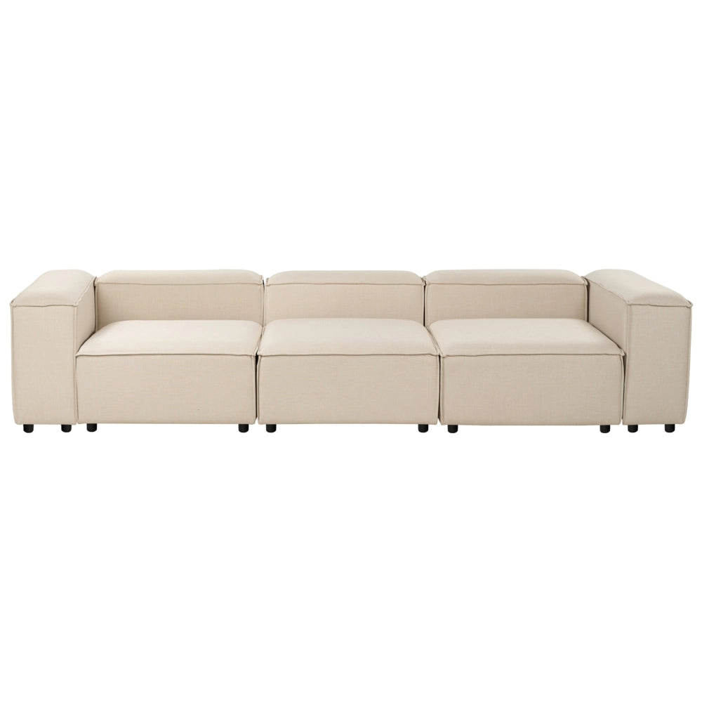Divano moderno modulare 3 posti imbottito in tessuto beige con gambe soggiorno moderno