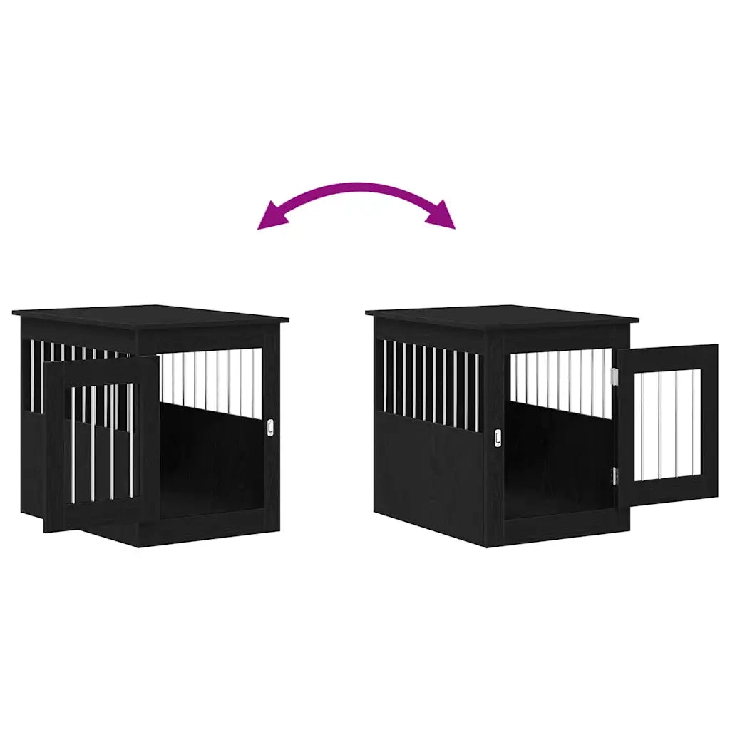 Mobile per cuccia per cani Rovere Nero 55x75x65 cm in legno ingegnerizzato 862175