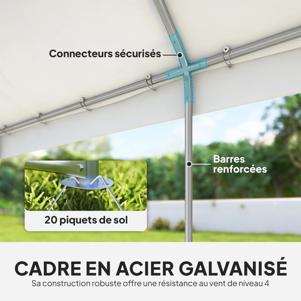 Tenda da Giardino ¨C zephmum ¨C 4x6m Bianco Struttura Acciaio