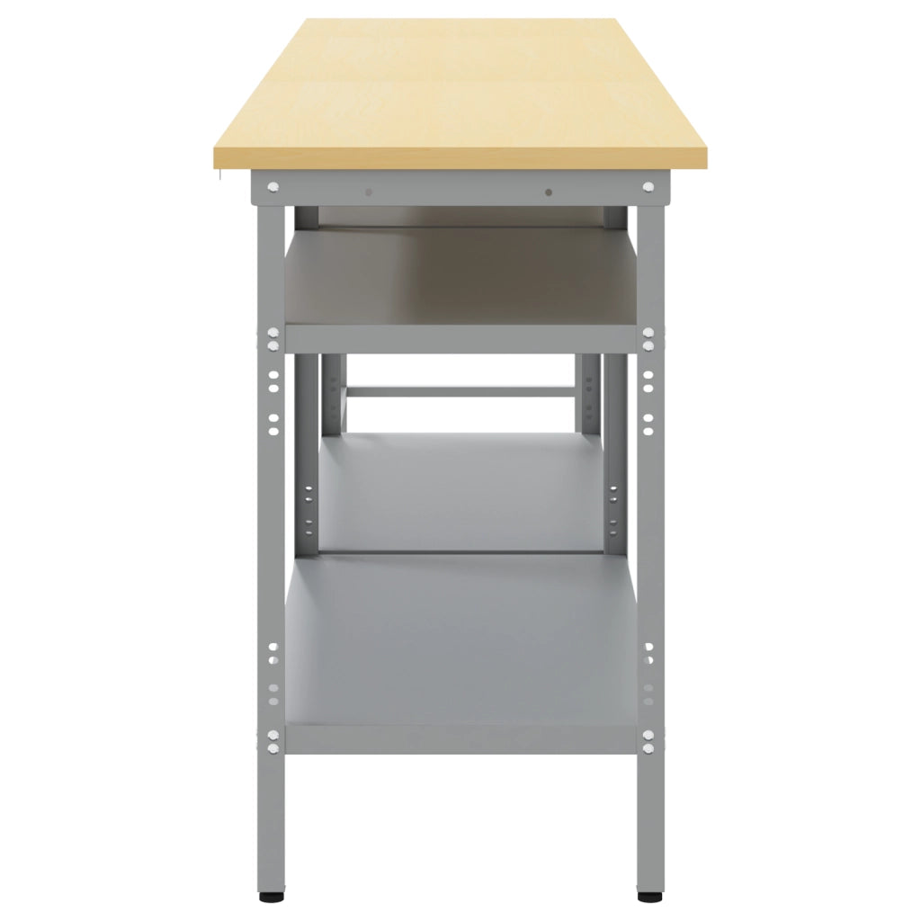 Set di banchi da lavoro in acciaio grigio, 3 pezzi