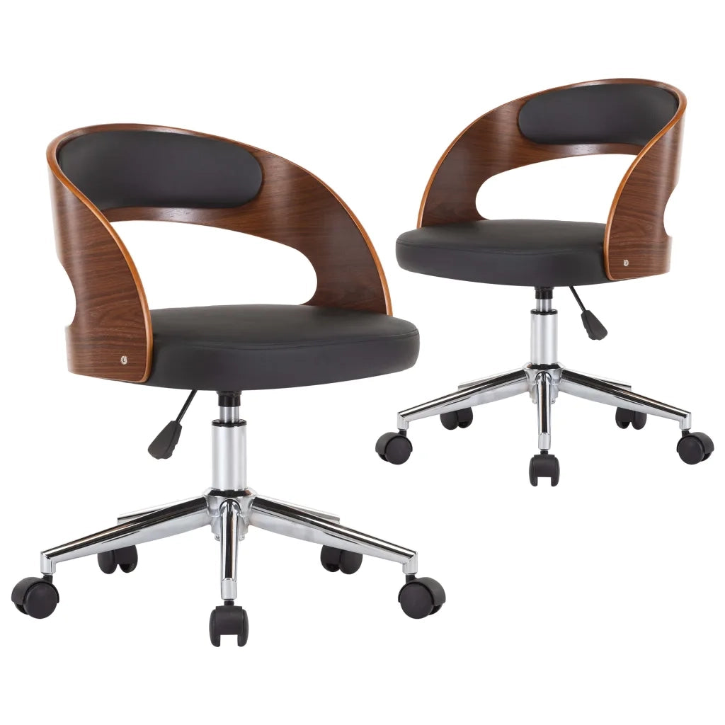 Sedie da Pranzo Girevoli 2 pz Nere in Legno Curvo e Similpelle cod mxl 29487