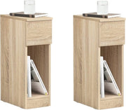 Set di 2 Notti con Alimentatore e Spazio Aperto - Cassetto multifunzionale per Camera da Letto e Salotto - Sottile e Stiloso in Legno Naturale