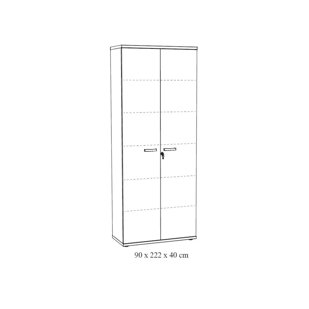 Armadio da ufficio YUKON – Mobile con 2 porte e scaffali – Rovere grezzo – L90 x H222 x P40 cm