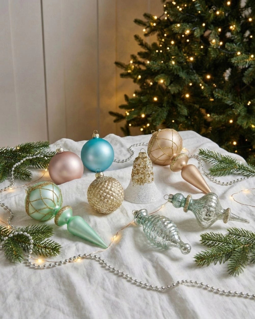 Set di 35 palline di Natale multicolori in vetro da appendere all'albero di Natale in stile tradizionale