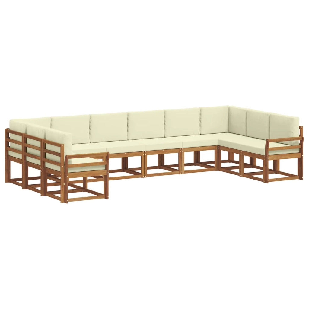 Set di divani da esterno con cuscino 10 pcs Naturale e Crema 3367053