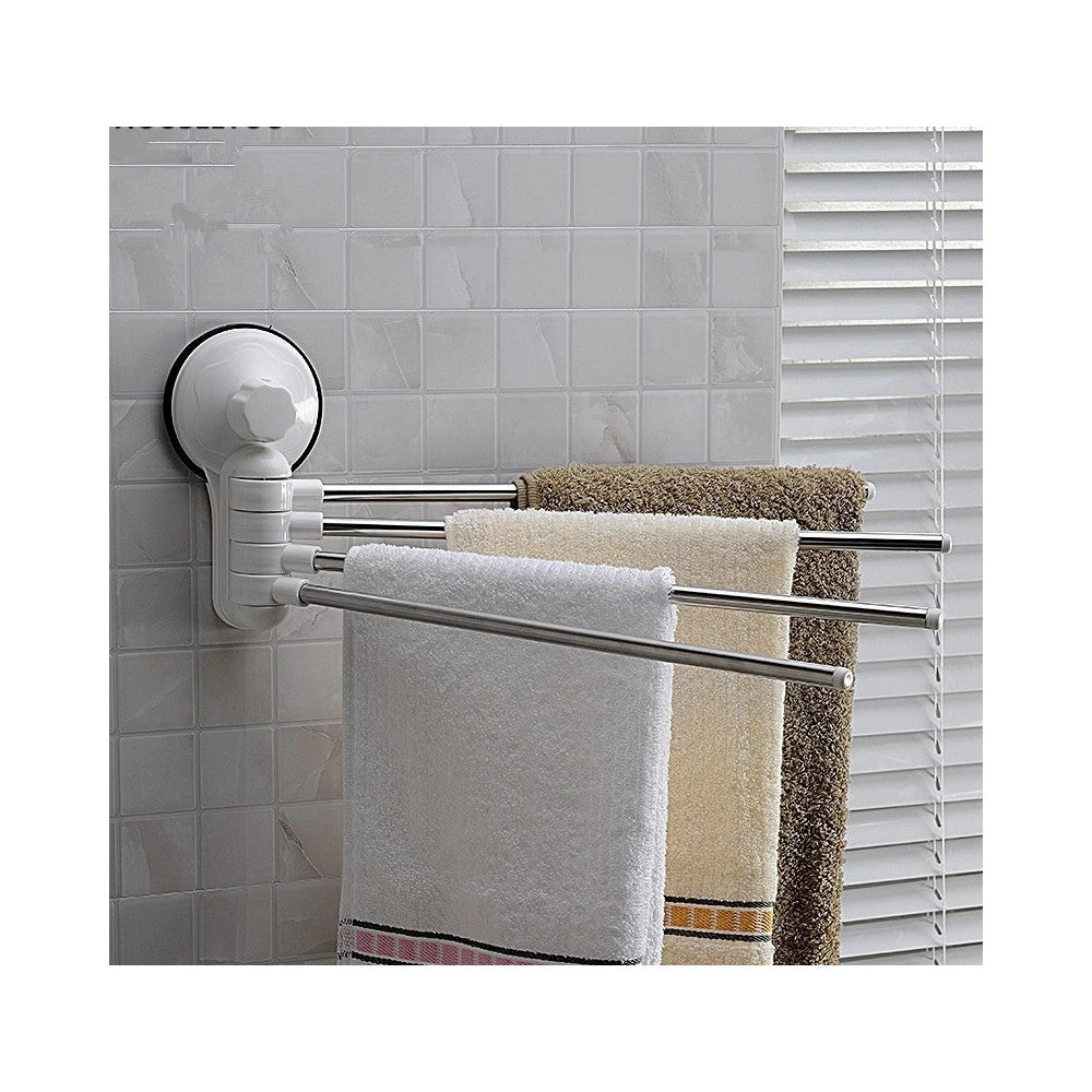 Trade Shop - Porta Asciugamani Asciugamano A Parete 4 Bracci Con Attacco A Ventosa Per Bagno -