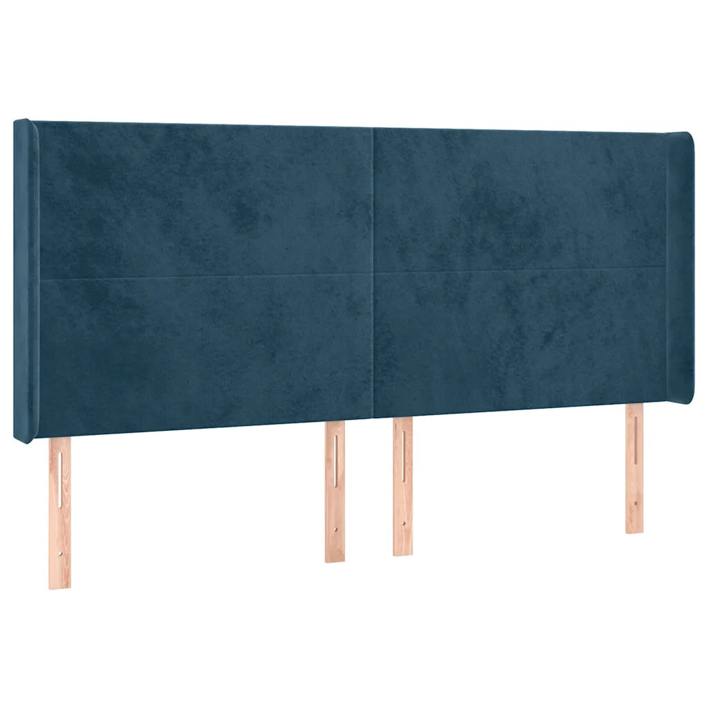Testiera | Testata ad Orecchio Blu Scuro 163x16x118/128 cm in Velluto