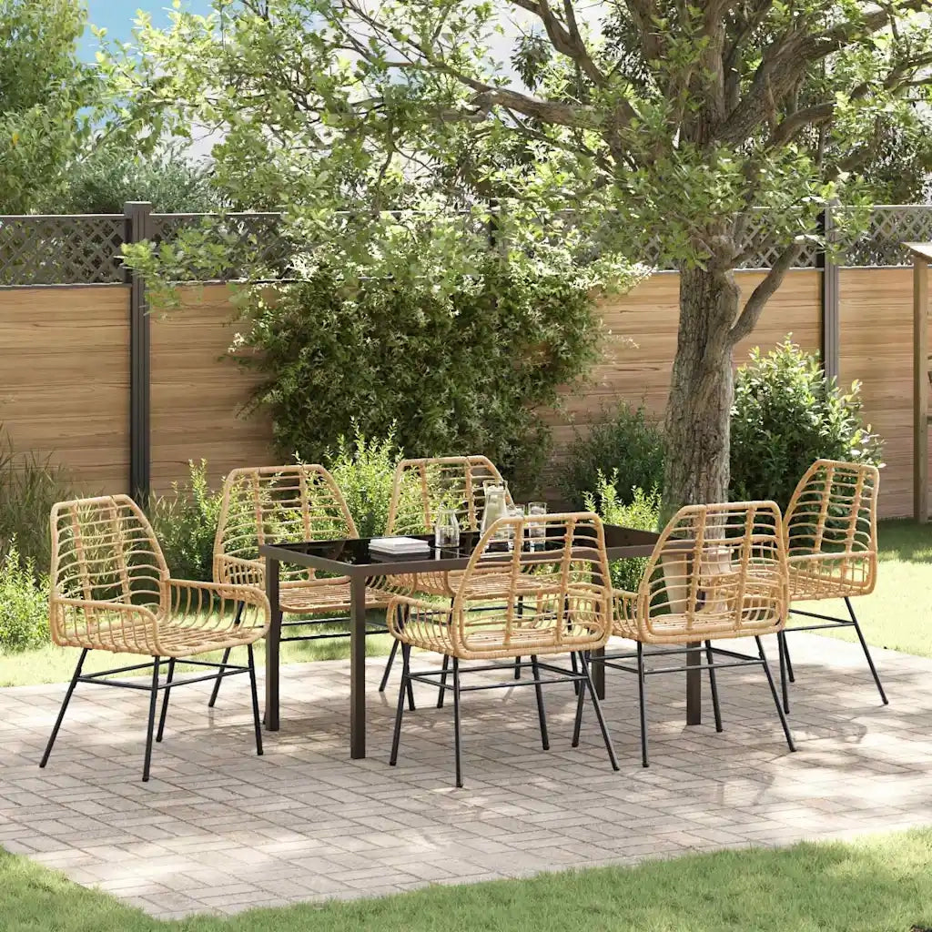 Set da Pranzo per Giardino 7 pcs Marrone polyrattan 3380852